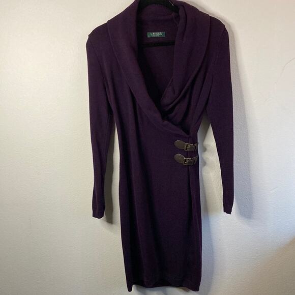 Lauren Ralph Lauren Dresses & Skirts - Lauren Ralph Lauren Double Buckle Sweater Dress with Shawl Size S